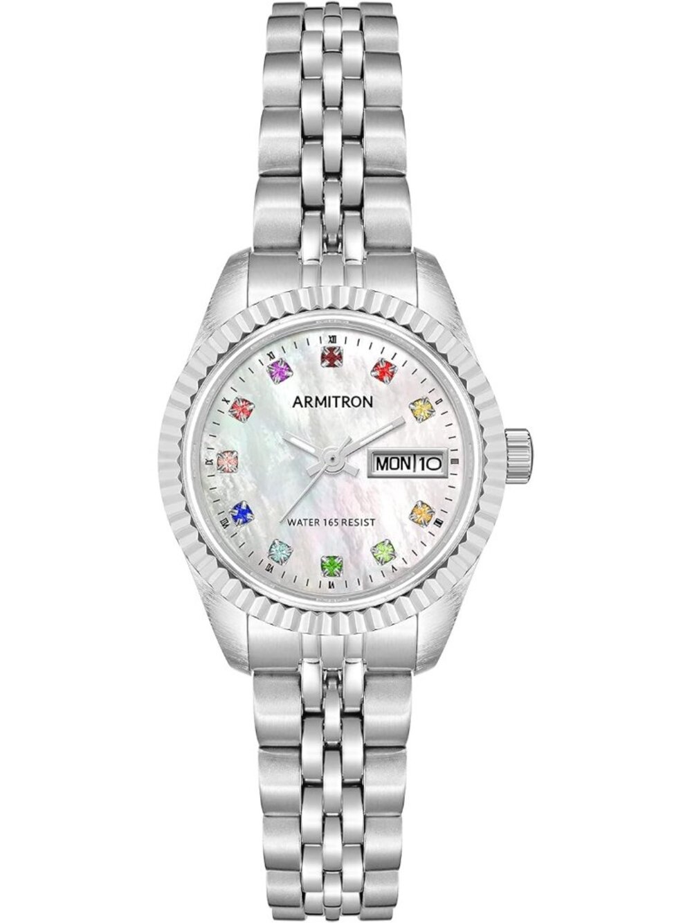 Armitron Women's Silver Genuine Crystal Accented Bracelet Round Luxury Watch